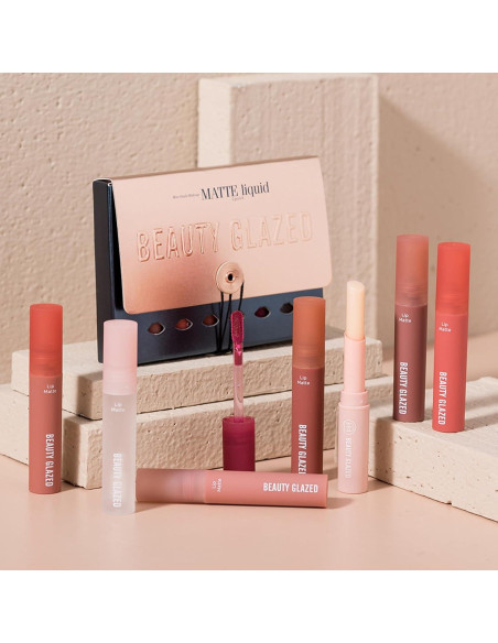 Juego de 8 Pintalabios Líquido Mate Beauty Glazed - 15g Juego de 8 Pintalabios Líquido Mate Beauty Glazed - 15g