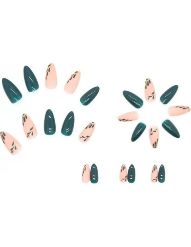 Uñas Postizas Magrace Almendra Mediana 24 Pcs con Diseño