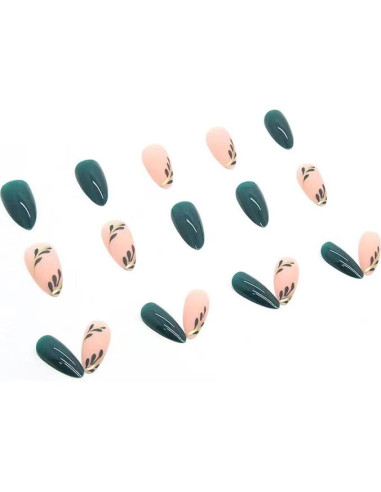 Uñas Postizas Magrace Almendra Mediana 24 Pcs con Diseño