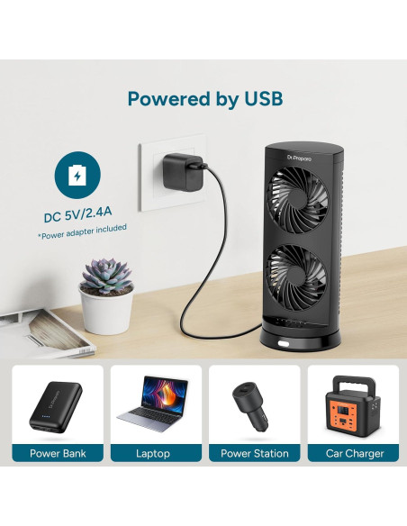 Ventilador de Escritorio USB DR.PREPARE DCDF11R-G1, Oscilante Ventilador de Escritorio USB DR.PREPARE DCDF11R-G1, Oscilante