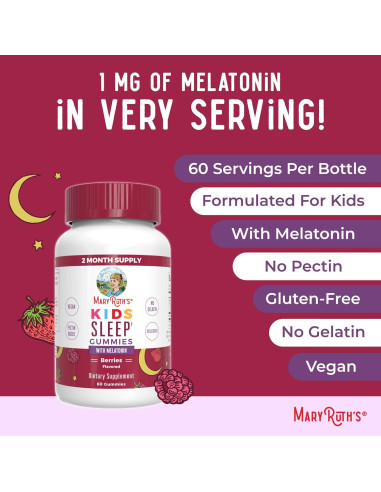 Gominolas de Melatonina MaryRuth para Niños 60 Unidades