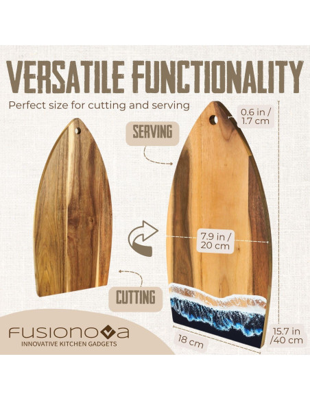 Tabla de Cortar Fusionova Acacia Epoxi 40x20 cm Surf Tabla de Cortar Fusionova Acacia Epoxi 40x20 cm Surf