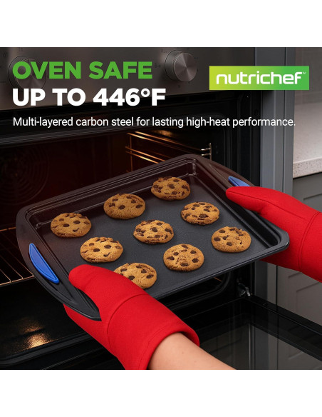 Set de 3 Bandejas para Hornear NutriChef Antiadherentes 230C Set de 3 Bandejas para Hornear NutriChef Antiadherentes 230C