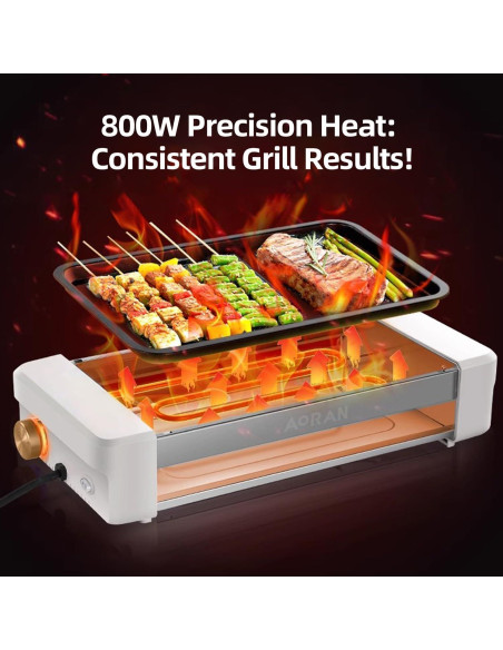 Parrilla Eléctrica Sin Humo AORAN 800W Antiadherente 34x21cm Parrilla Eléctrica Sin Humo AORAN 800W Antiadherente 34x21cm