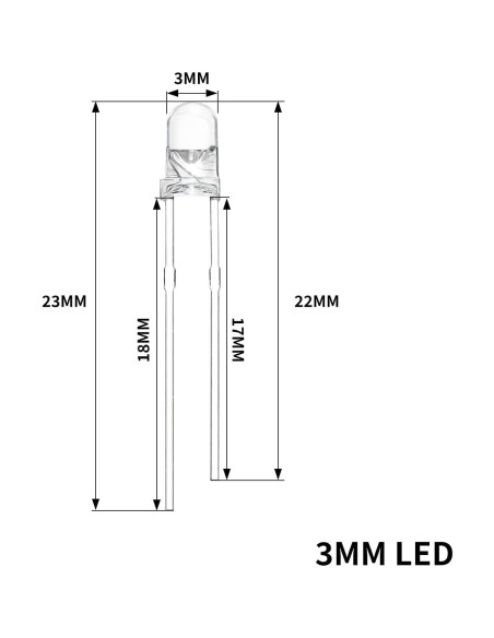 100 LEDs Diodo 3mm Blanco Cálido YUNKE DIANZI Kit Iluminación 100 LEDs Diodo 3mm Blanco Cálido YUNKE DIANZI Kit Iluminación