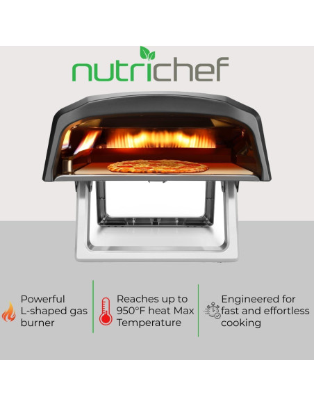 Horno de Pizza de Gas Portátil NutriChef 12" - 500C Horno de Pizza de Gas Portátil NutriChef 12" - 500C