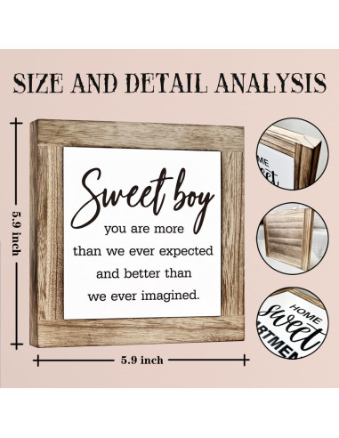 Placa de Madera Sweet Boy 15x15cm Decoración Rústica