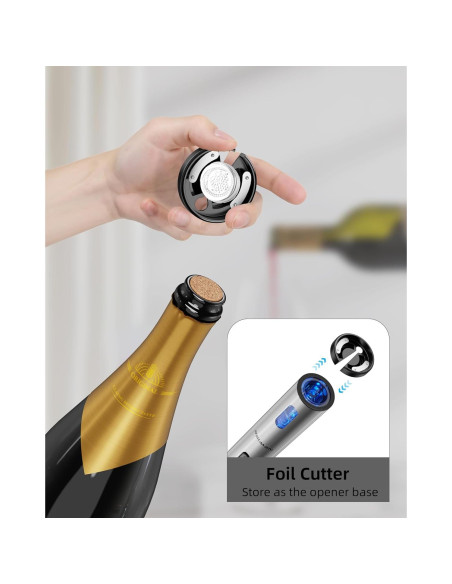Juego de Vino Eléctrico Newise 4 en 1: Sacacorchos, Aerador, Tapones Juego de Vino Eléctrico Newise 4 en 1: Sacacorchos, Aerador, Tapones