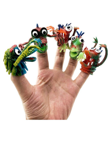 Títeres de dedo de silicona Lynkaye - 5 animales coloridos