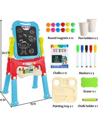 Caballete de Arte Doble Cara HOLYFUN para Niños 3-7 Años