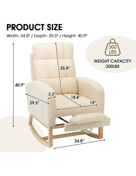 Silla Mecedora NIOIIKIT Tapizada para Nursery Albaricoque Silla Mecedora NIOIIKIT Tapizada para Nursery Albaricoque
