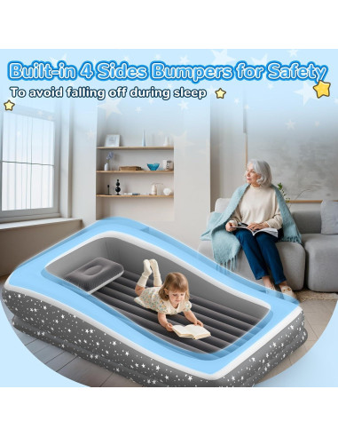 Cama de viaje inflable para niños Abdtech - 167x114 cm, gris
