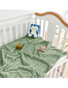 Manta de bebé Eonkasp 76x102 cm verde salvia suave y ligera 2