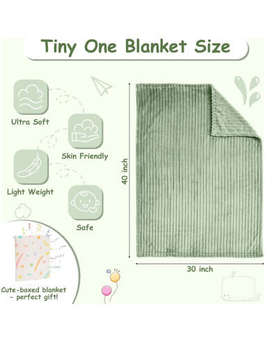 Manta de bebé Eonkasp 76x102 cm verde salvia suave y ligera