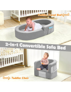 Cama de Viaje 2-en-1 QUCHI para Niños Pequeños - Plegable y Portátil 2