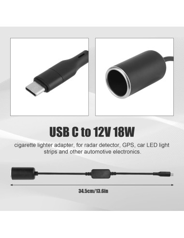 Adaptador USB C a Encendedor de Cigarrillos PEUTIER 12V 18W