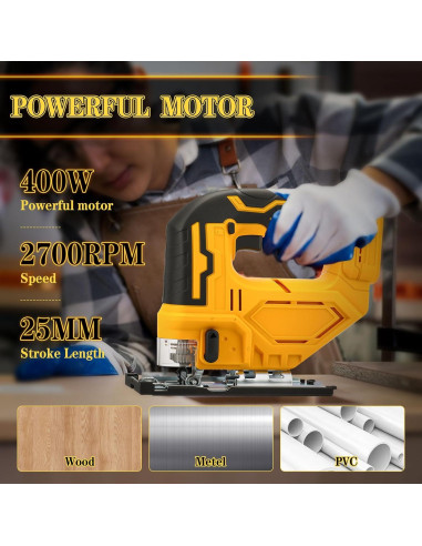 Sierra de calar inalámbrica Dewalt 20V 400W 2700RPM con 6 hojas