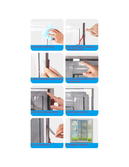 Kit de Pantalla de Ventana Magnética Ajustable 73.66x99.06cm Kit de Pantalla de Ventana Magnética Ajustable 73.66x99.06cm