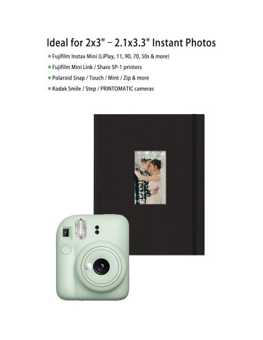 Álbum de Fotos Polaroid Sprsthai 208 Fotos 19.6x15.2 cm Negro