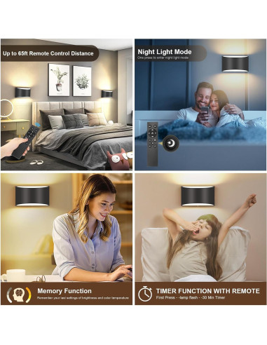 Apliques de Pared LED TRLIFE 12W Regulables con Control Remoto