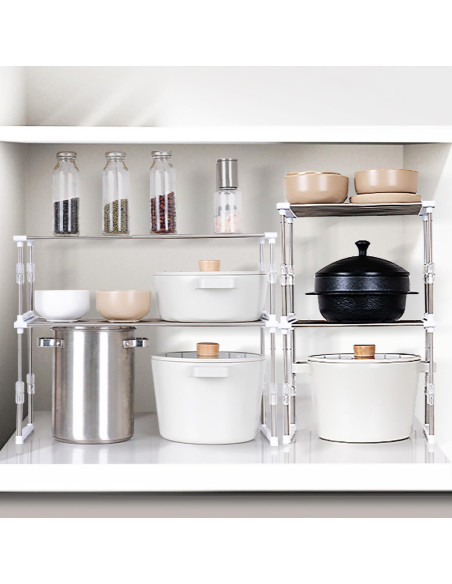 Organizador de Gabinete Ajustable Carrotez Blanco 30-50 cm Organizador de Gabinete Ajustable Carrotez Blanco 30-50 cm