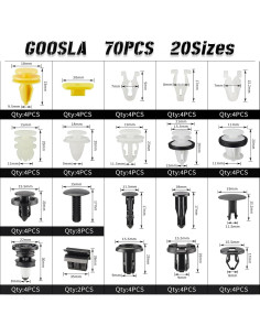 70 Clips Sujetadores Tesla GOOSLA para Parachoques y Guardabarros 2