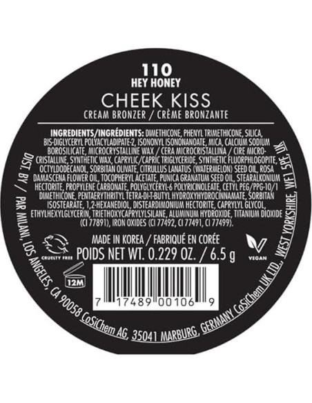 Crema Bronceadora Milani Cheek Kiss 110 Hola Miel 6.23 ml Crema Bronceadora Milani Cheek Kiss 110 Hola Miel 6.23 ml