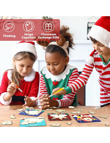 Rompecabezas de Madera Navideños Gisgfim - 8 Piezas para Colorear Rompecabezas de Madera Navideños Gisgfim - 8 Piezas para Colorear