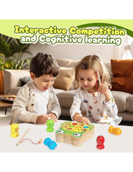 Juego de Pesca Magnético de Madera FQKIOMY para Niños 3-5 Años Juego de Pesca Magnético de Madera FQKIOMY para Niños 3-5 Años