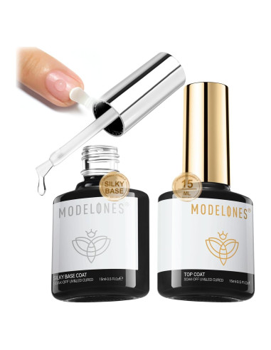 Set Gel Base y Top Coat Modelones 15ml Mejorado 2 Pcs