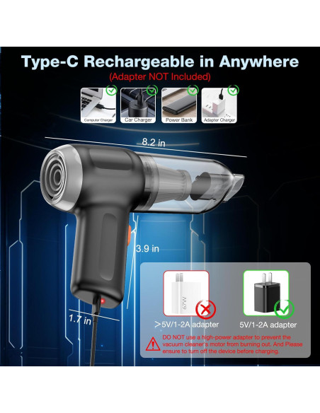 Soplador de Aire Comprimido MARLALL VC019 Recargable Negro Soplador de Aire Comprimido MARLALL VC019 Recargable Negro