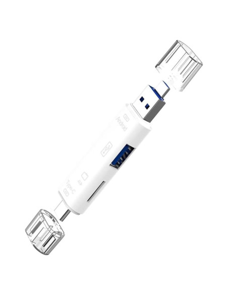 Lector de Tarjetas 5 en 1 VOLT+ USB-C MicroUSB SD Blanco Lector de Tarjetas 5 en 1 VOLT+ USB-C MicroUSB SD Blanco