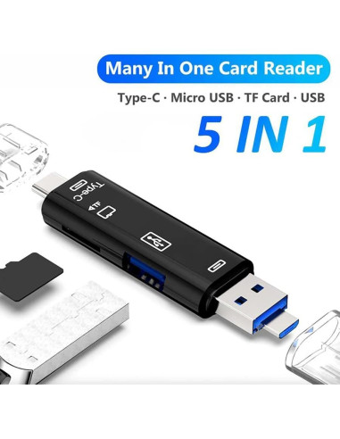 Lector de Tarjetas 5 en 1 VOLT+ USB-C MicroUSB SD Blanco