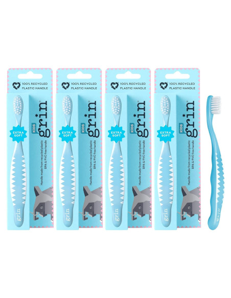 Cepillo de Dientes Grin Kids 100% Reciclado Extra Suave 4 Unidades Azul Cepillo de Dientes Grin Kids 100% Reciclado Extra Suave 4 Unidades Azul