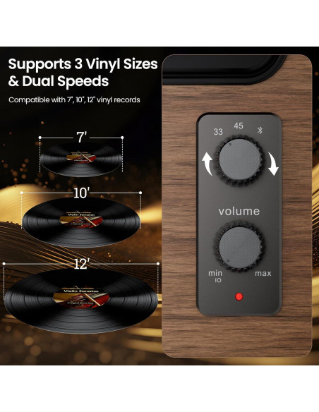 Reproductor de Vinilo Bluetooth XJ-HOME H02 con Altavoces 15W Reproductor de Vinilo Bluetooth XJ-HOME H02 con Altavoces 15W