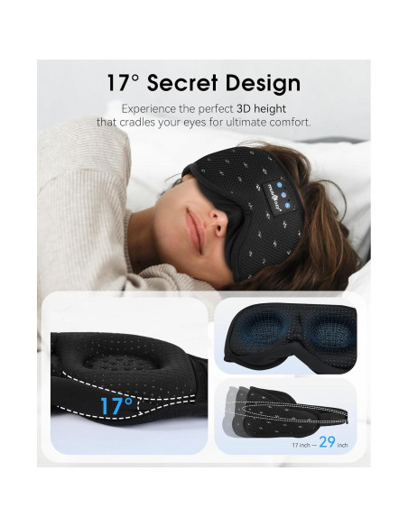 MUSICOZY Máscara Bluetooth para Dormir con Auriculares 5.4 MUSICOZY Máscara Bluetooth para Dormir con Auriculares 5.4