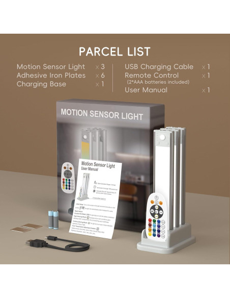 Lexall Luz Bajo Gabinete LED 60 LEDs Recargable con Sensor Lexall Luz Bajo Gabinete LED 60 LEDs Recargable con Sensor