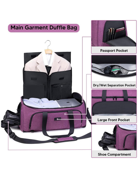 Bolsa de viaje convertible 4 en 1 Geya morado 58L Bolsa de viaje convertible 4 en 1 Geya morado 58L
