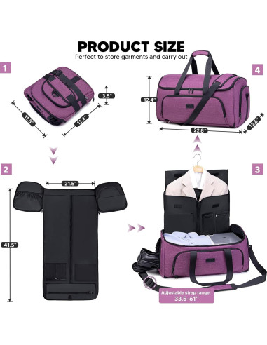 Bolsa de viaje convertible 4 en 1 Geya morado 58L