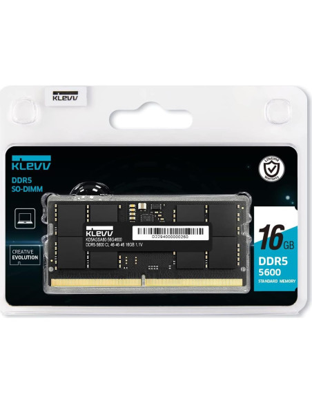 Memoria RAM KLEVV DDR5 16GB 5600MHz SO-DIMM 1.1V Negra Memoria RAM KLEVV DDR5 16GB 5600MHz SO-DIMM 1.1V Negra