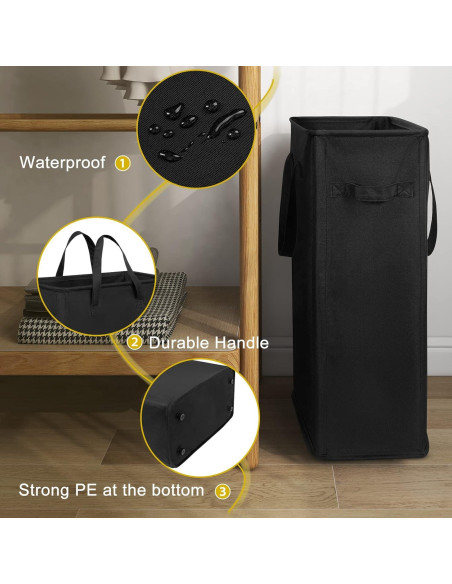 Cesta de Ropa Plegable Chrislley 45L Negra 38x20x55 cm Cesta de Ropa Plegable Chrislley 45L Negra 38x20x55 cm