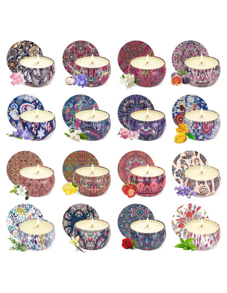 Set de 16 Velas Aromáticas de Cera de Soja Huike - Regalo Ideal Set de 16 Velas Aromáticas de Cera de Soja Huike - Regalo Ideal