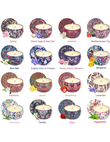 Set de 16 Velas Aromáticas de Cera de Soja Huike - Regalo Ideal