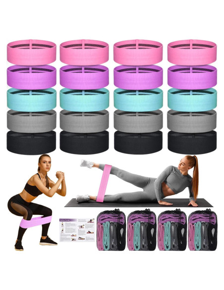 Bandas de Resistencia Shappy 20 Pcs 5 Niveles Tela Antideslizantes Bandas de Resistencia Shappy 20 Pcs 5 Niveles Tela Antideslizantes