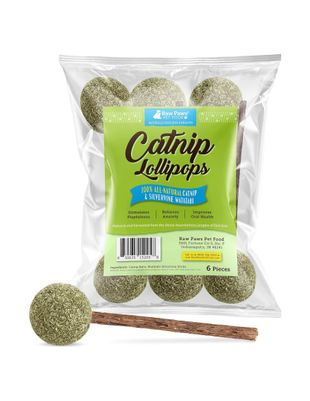 Chupetines de Catnip y Silvervine Raw Paws - Paquete de 6 Chupetines de Catnip y Silvervine Raw Paws - Paquete de 6