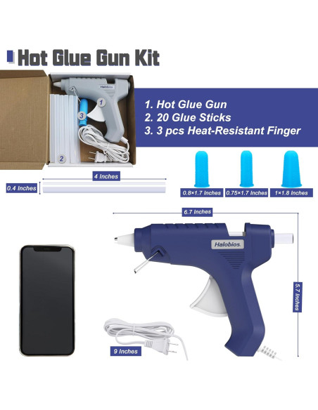 Pistola de Pegamento Caliente Halobios 40W Azul con 20 Barras Pistola de Pegamento Caliente Halobios 40W Azul con 20 Barras