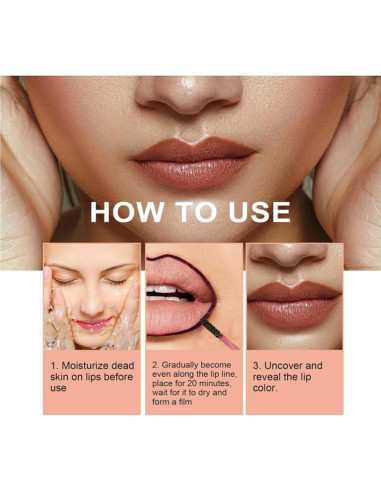 3 Piezas Lápiz Labial Peel Off Riroenst, Acabado Mate, Larga Duración