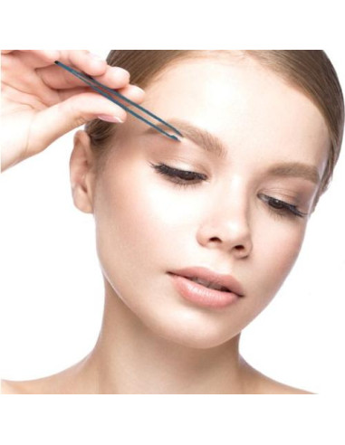 Pinzas de Cejas Cliganic Punta Inclinada Acero Inoxidable Azul