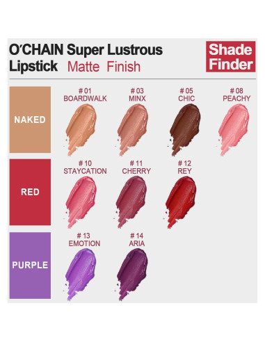 Barra de Labios Mate O'CHAIN 11 Cereza 3.4g Larga Duración