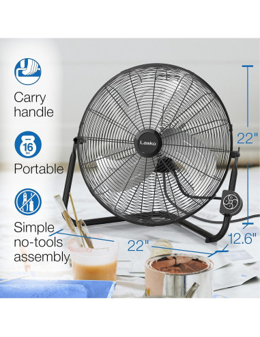 Ventilador de Pared Lasko H20660 20" Negro 3 Velocidades con Control Remoto